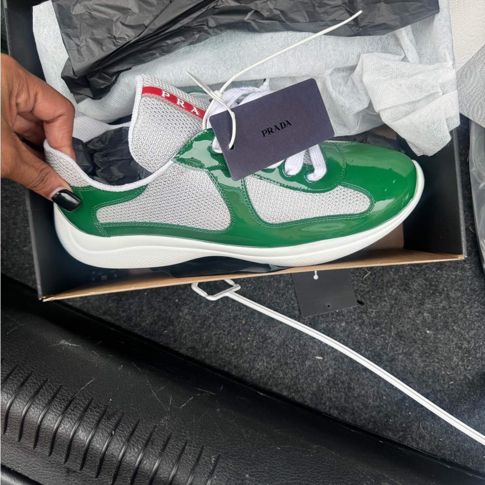 Prada Green and White Sneakers
